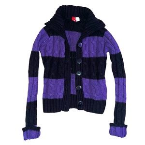 Striped Cable-Knit Sweater